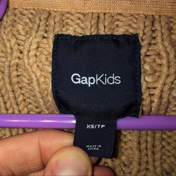 Gap kids size XS brown/tan wool blend cable knit cardigan sweater jacket - Picture 9 of 11